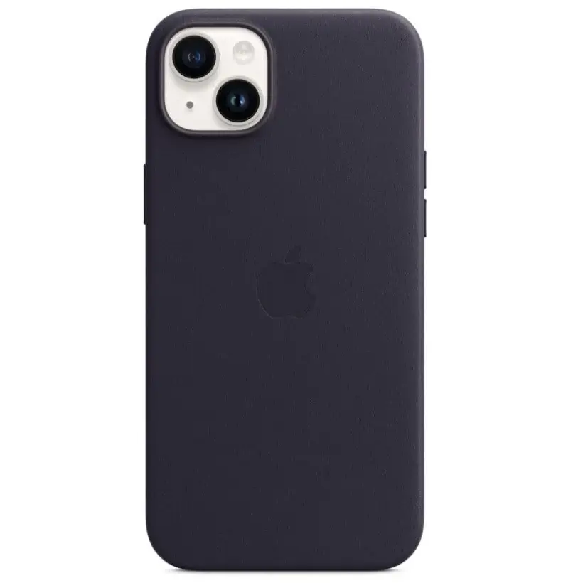 ip14plus-leather-ink iPhone 14 Plus Leather Case - Ink - Image 1